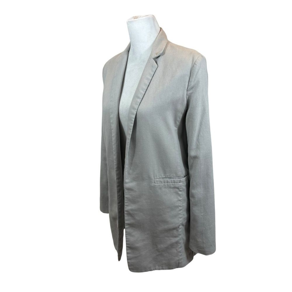 Ladies‎ Lucca Brand Linen Blend Light Grey Open Front Blazer Jacket Size XS